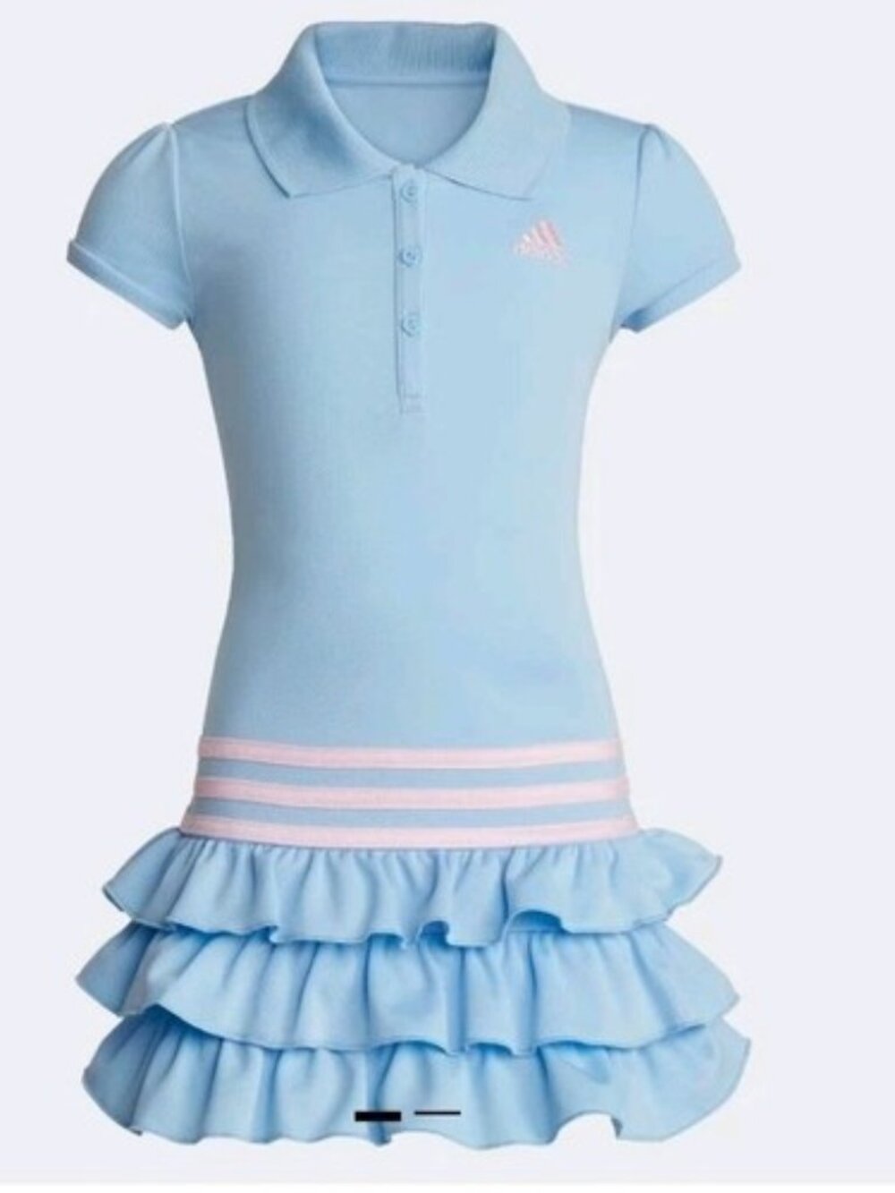 Adidas Blue and Pink Short Sleeve Ruffle Girls Polo Dress 6X